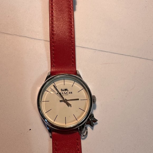 Coach | Jewelry | Coach Watch With Red Leather Strap | Poshmark display picture 2